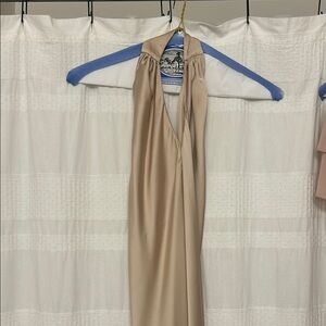 Show me your mumu champagne cross neck Halter Dress